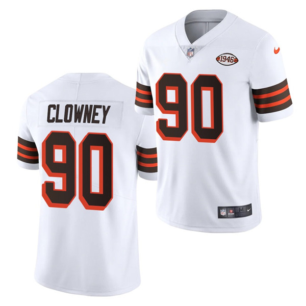 Men's Cleveland Browns #90 Jadeveon Clowney White 1946 Collection Vapor Stitched Football Jersey Men's Cleveland Browns #90 Jadeveon Clowney White 1946 Collection Vapor Stitched Football Jersey